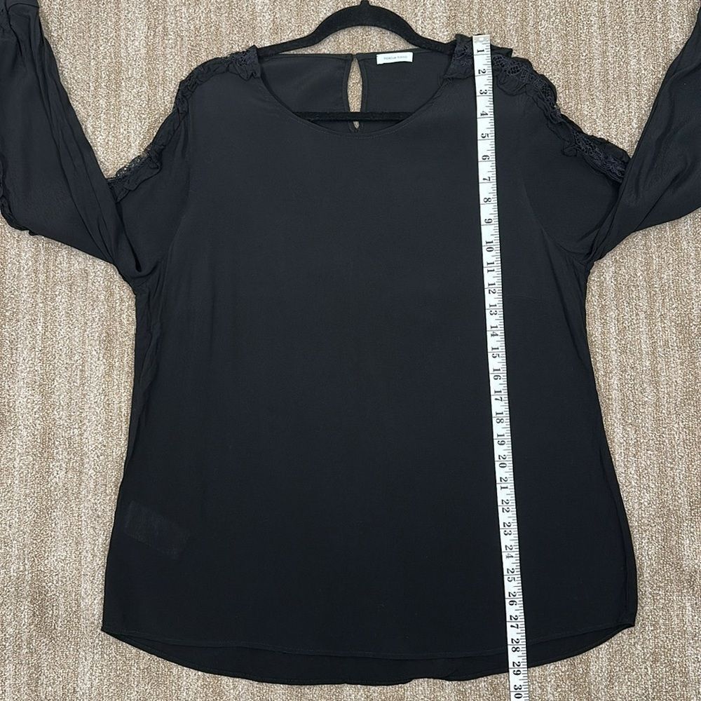 Fiorella Rubino Black Longsleeve Mesh Detail Evening Top Viscose Women Size 10 - Picture 7 of 10